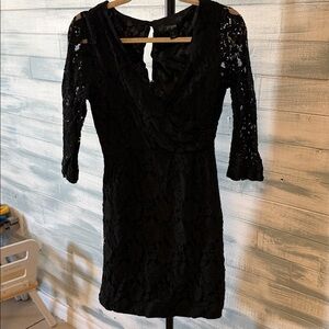 J.Crew Black Lace Cocktail Dress Women’s Size 6 V Neck 3/4 Sleeve